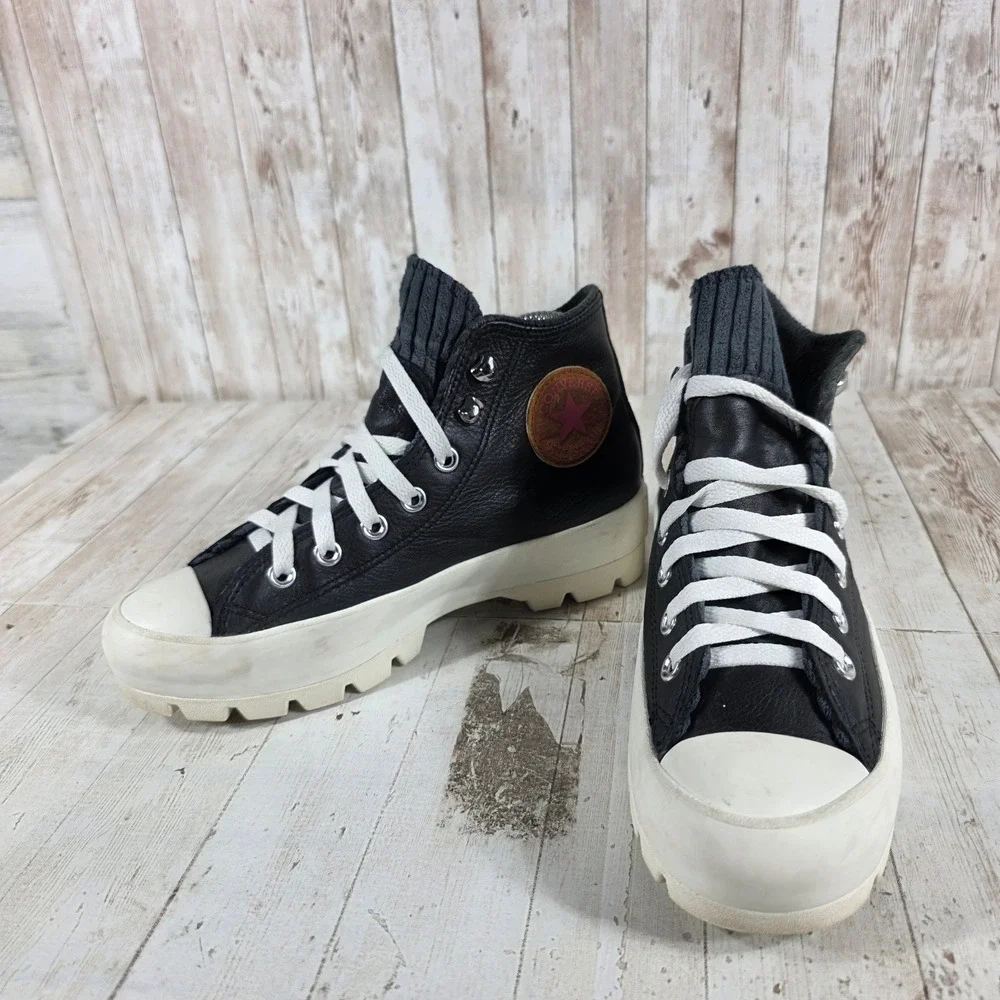 Converse Chuck Taylor All Star Lugged Winter‎ GORE-TEX Black Leather Womens 6.5